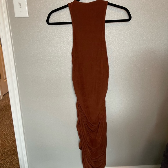 Orange Rust Ruched Dress - Picture 2 of 8